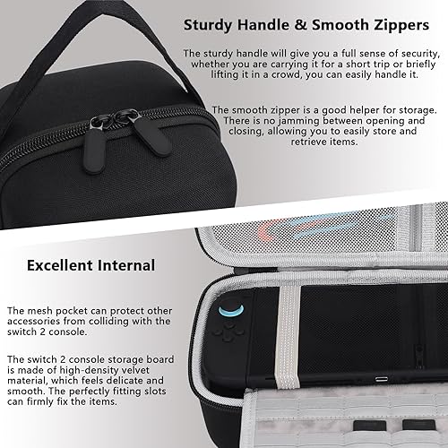 Miniatura 4 de Travel Carrying Case for Nintendo Switch 2, Large Capacity Hard Shell Protective Case with Removable Strap Fits for Switch 2 Console, AC Charger