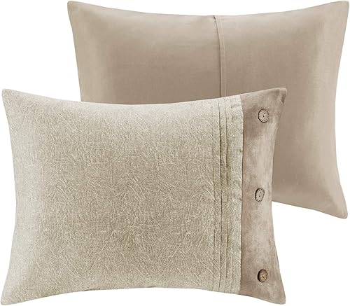 Miniatura 15 de Juego de edredón Madison Park Boone diseño rústico de ante sintético, para todas las estaciones de plumón alternativo acogedor con faldón de cama a