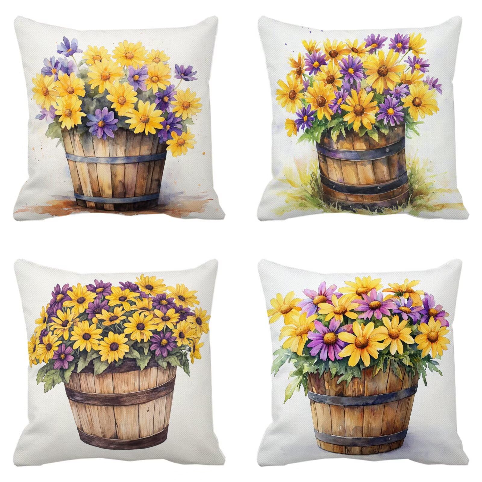 Federe Cuscini Divano 45x45cm, Federa Cuscino Fiori Giallo Quadrati Copricuscini Super Morbido Copri Cuscini Per Divano, Cuscino Decorativo da Esterno Giardini, Per Soggiorno Camera Divani Sedie P-281