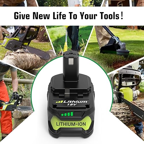 Miniatura 7 de Paquete de 2 baterías de repuesto de 8000 mAh para batería Ryobi de 18 V, compatible con batería de iones de litio Ryobi de 18 voltios P108 P107