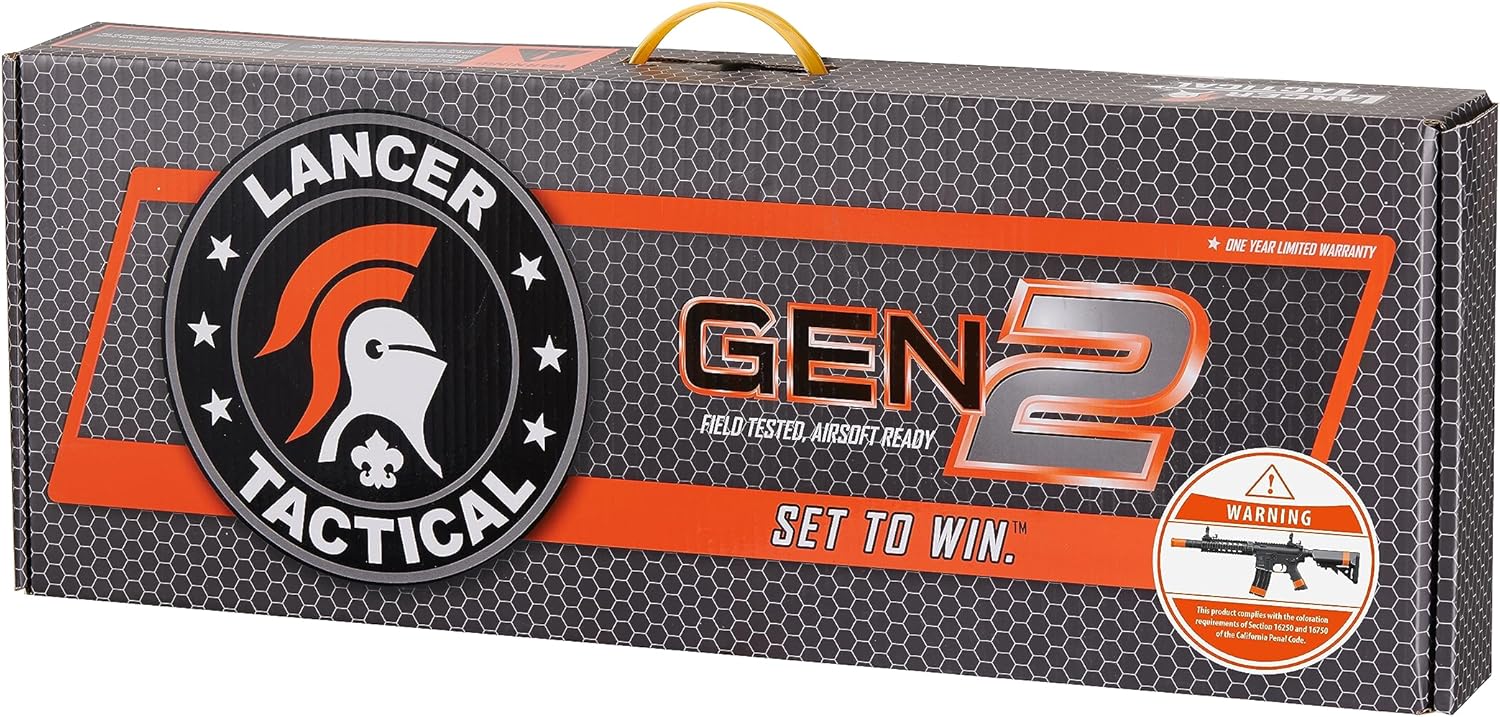 California Compliant Lancer Tactical Gen 2 Airsoft Rifle SD M4 GEN 2 Polymer- Electric Full/Semi-Auto Airsoft AEG Rifle with 0.20g BBS, Charger and Battery