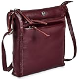 Small Soft Genuine Leather Crossbody Purse Women’s Sling Crossover Shoulder Travel Handbag with Triple Zipper