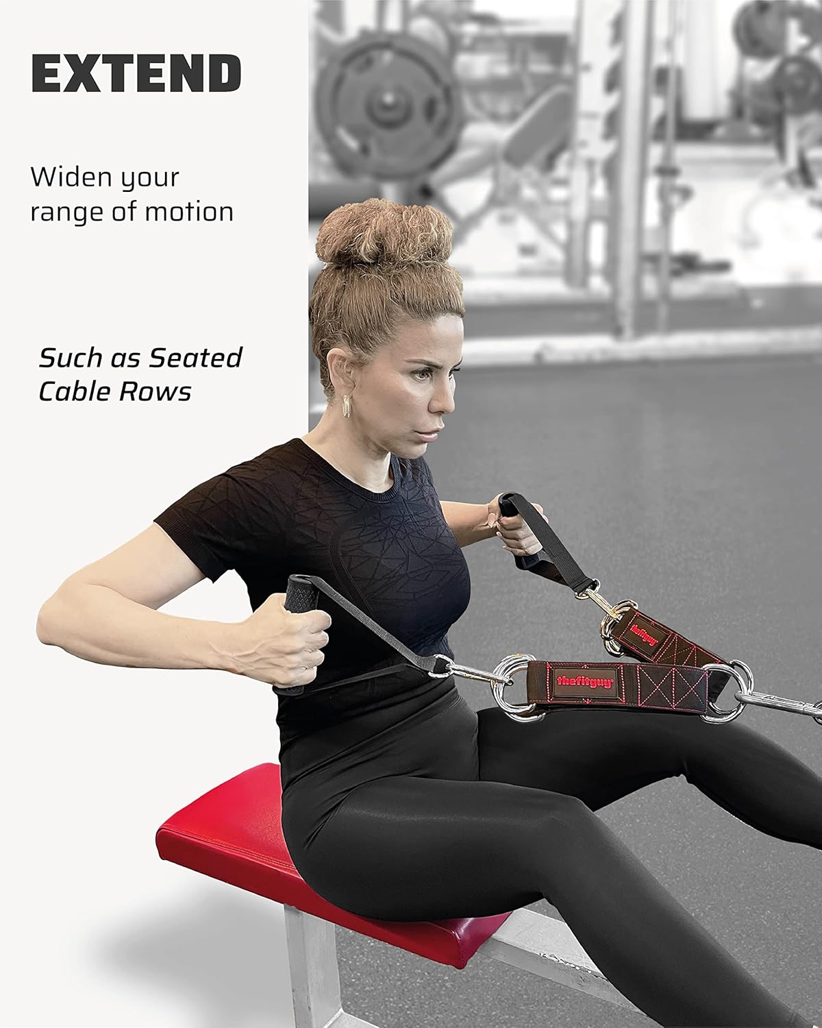 THEFITGUY Exercise Machine Attachments Bundle – Ergonomic 30" Tricep Rope Pulldown and 2 Multifunction Extension Straps for Cable Machine Attachments (5 Snap Hooks Included)