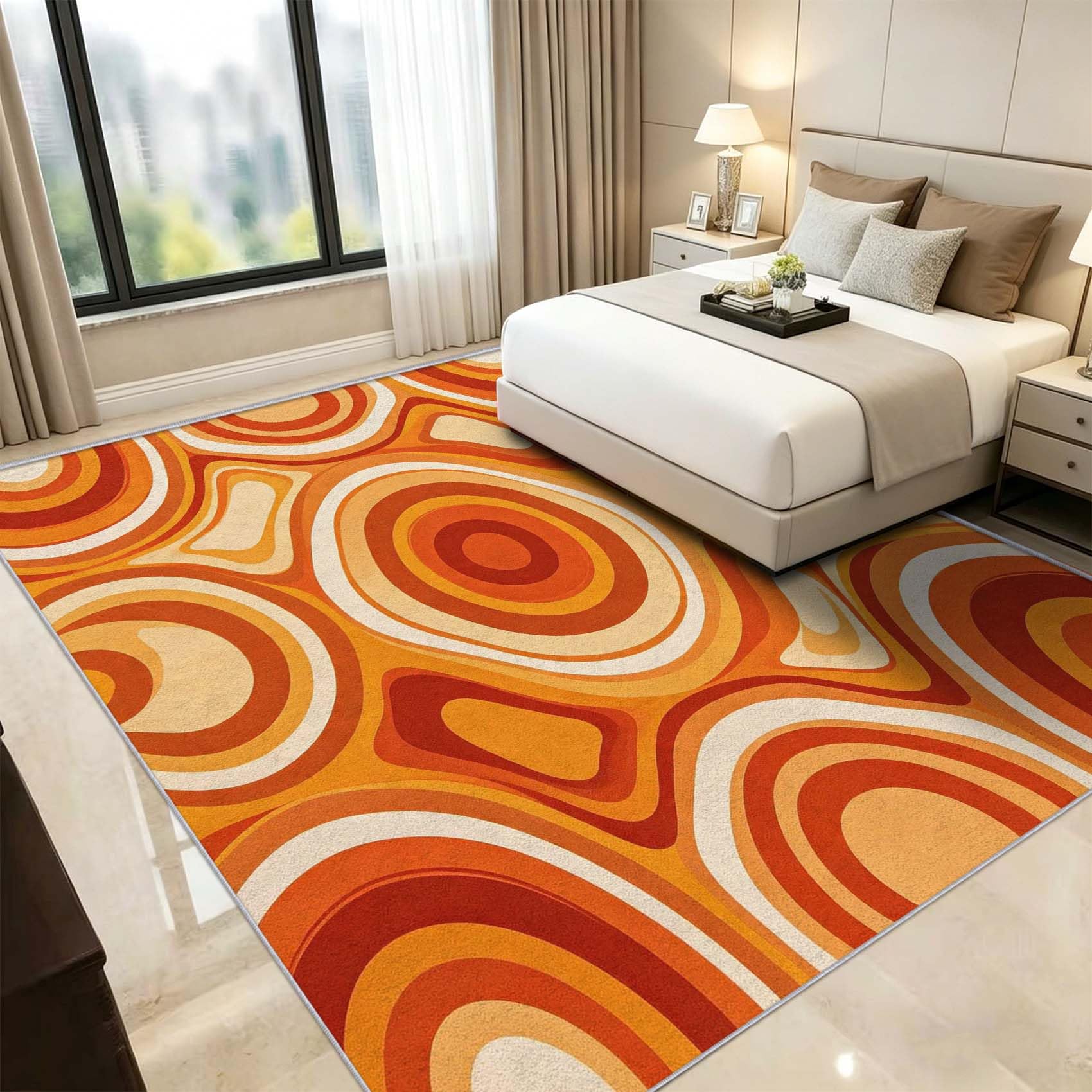 Tapis Carré 200x200 cm Motif Ondulé Géométrique 3D Impression Decoration