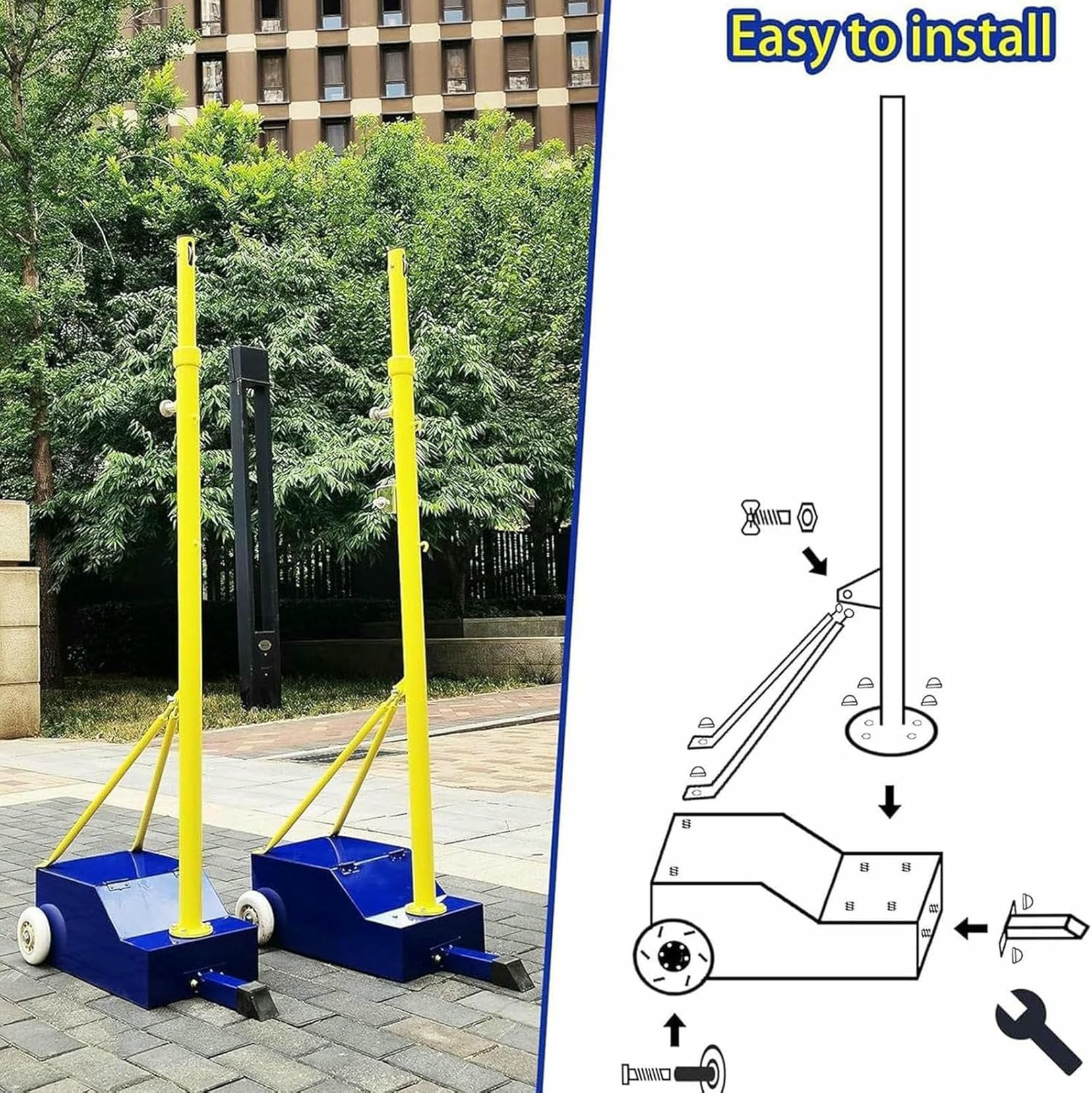 Red De Voleibol/bádminton Interior Y Pole, Red De Voleibol Portátil con Soporte para Patio Trasero, Red De Voleibol Exterior Ajustable De 5-6.9 Pies Al Aire Libre Y Postes para Deportes ~/