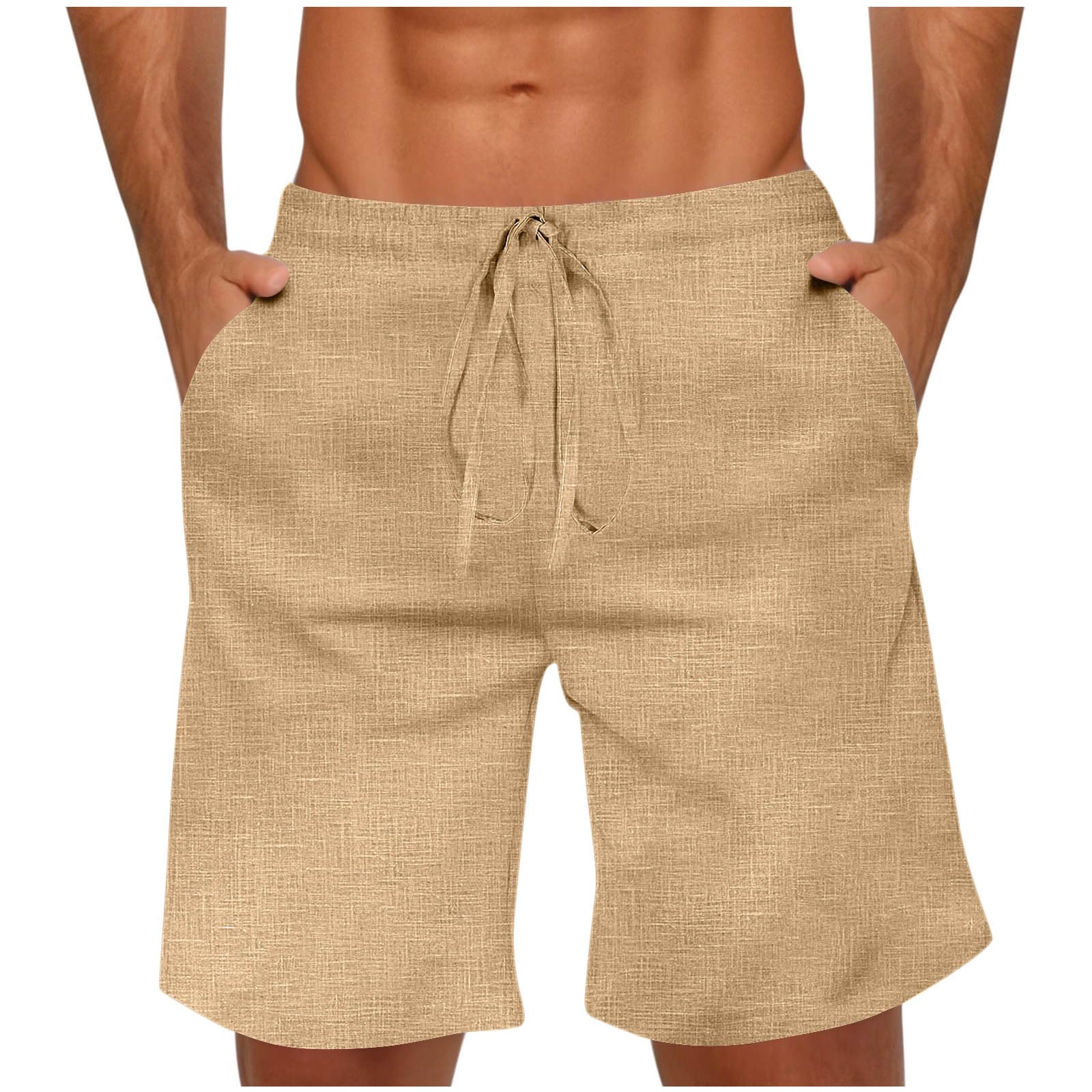 Kurze Hosen Herren Cargo Shorts Chino Shorts Sommer Freizeitshorts Kurz Arbeitshose Herrenshorts mit Kordelzug Wandershorts Elastische Taille Outdoorshorts Männer Sommershorts Khaki M