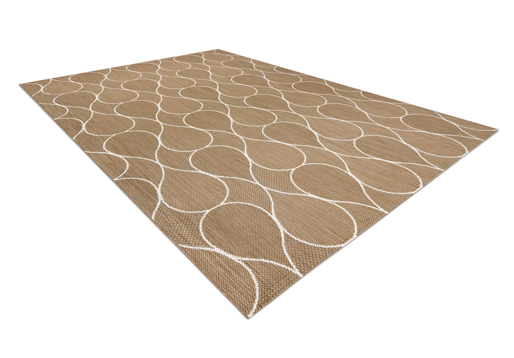 rugsx SISAL Flat dywan do użytku wewnątrz na zewnątrz, nowoczesny i wytrzymały, do salonu, na balkon, taras, wzór opadający – naturalny beż, kolor słomkowy, sznurek 160 x 230 cm