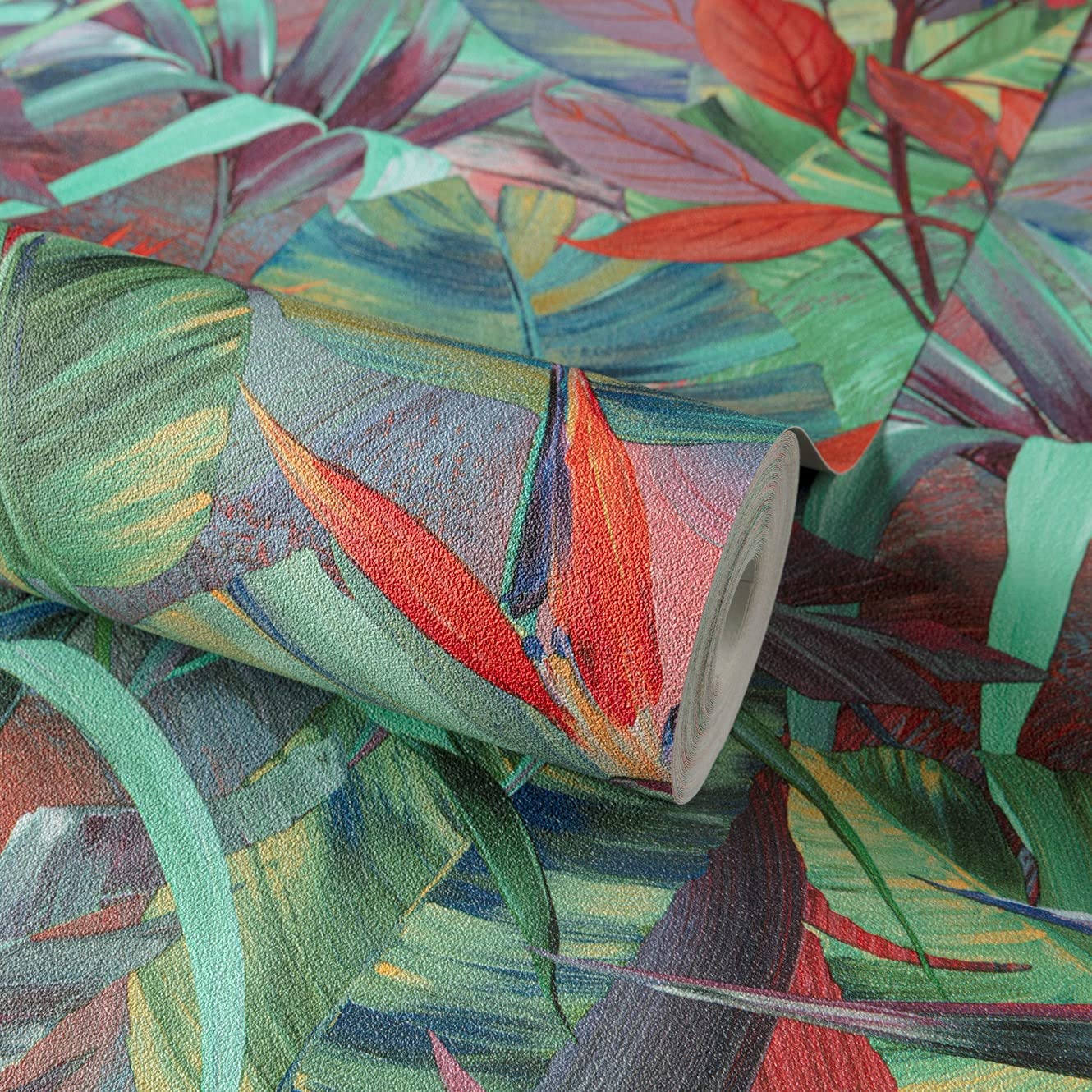 Grandeco Jungle Floral Leaves Wallpaper Tropical Flower Leaf Forest Multi Colour