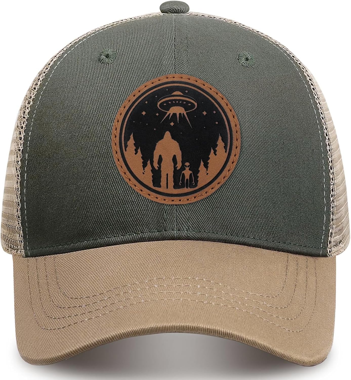 Bigfoot Sasquatch Gifts, Snapback Trucker Hats Cap Leather Patch Big Foot Gifts for Dad Men Bigfoot Lovers