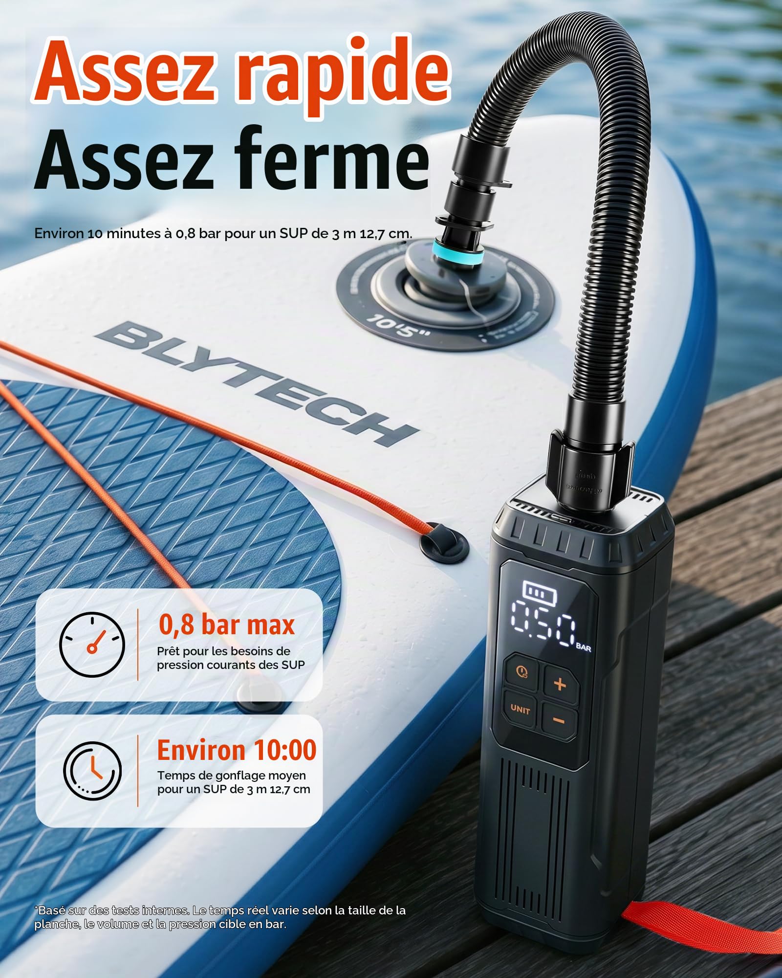 Mini pompe à pagaie, pompe à air portable SUP avec batterie, gonfleur électrique légère de 12 psi, arrêt automatique, rechargeable par USB-C pour planches à pagaie, kayak, flotteurs de piscine