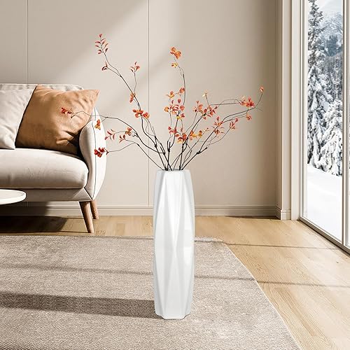 Miniatura 4 de Jarrón grande de cerámica de 17.7 pulgadas de alto, jarrones de flores modernos blancos altos para oficina, hogar, granja, decoración de sala de