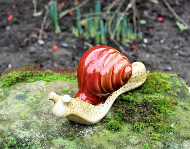 HOME HUT Snails Garden Ornaments Patio Animal Ceramic Snail Outdoor Indoor (Red)