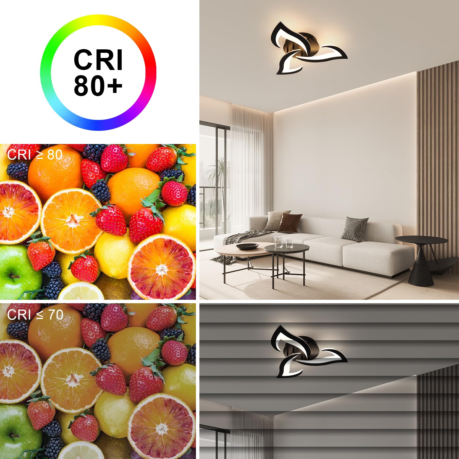 Sweier plafondlamp Dimbaar,met Afstandsbediening Woonkamer lamp,Moderne LED Plafondlamp,slaapkamer kleur Veranderende Lamp,voor Hal Keuken Slaapkamer Woonkamer (28W, 3 Koppen LED parallelle montage