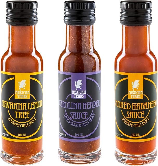 Mexican Tears - Bardzo ostre pudełko na sosy chili [3 x 100 ml sos chili]