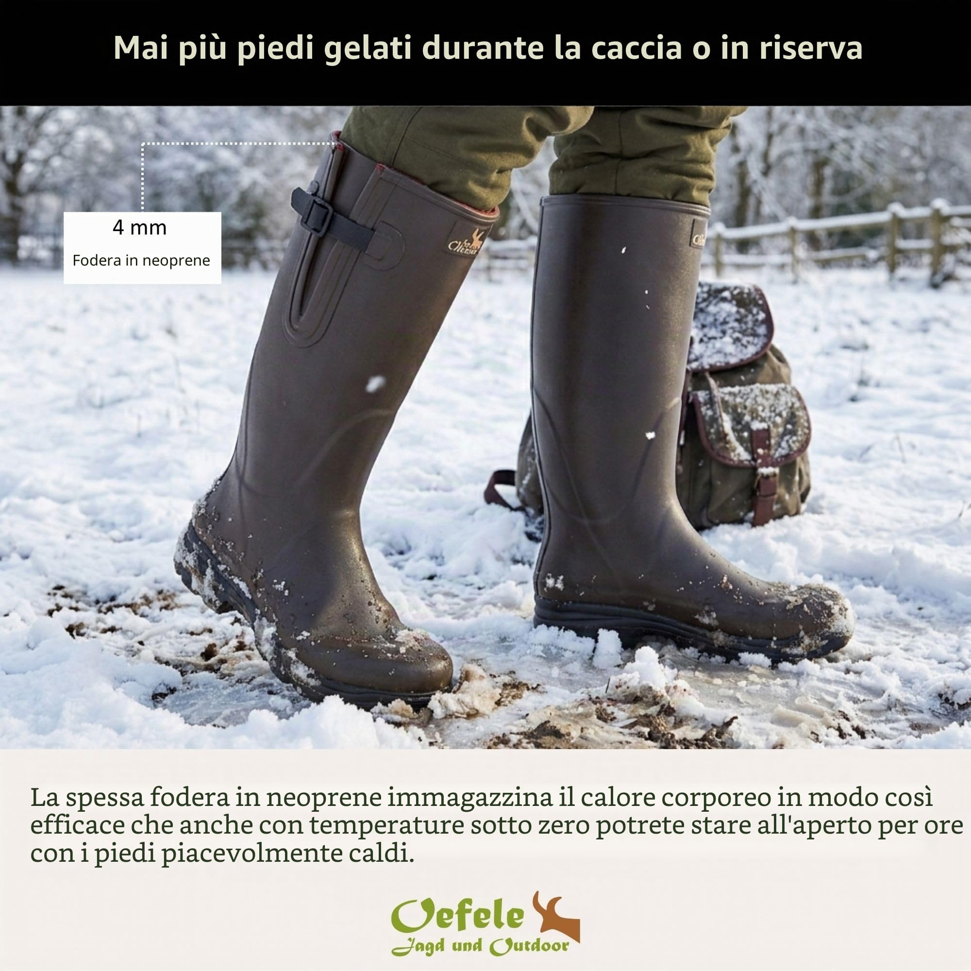 La Chasse Stivali di gomma in neoprene Nizza per uomo e donna, assolutamente impermeabili, in gomma da caccia, invernali, per cacciatori, stivali in neoprene foderati, in gomma naturale, da pesca