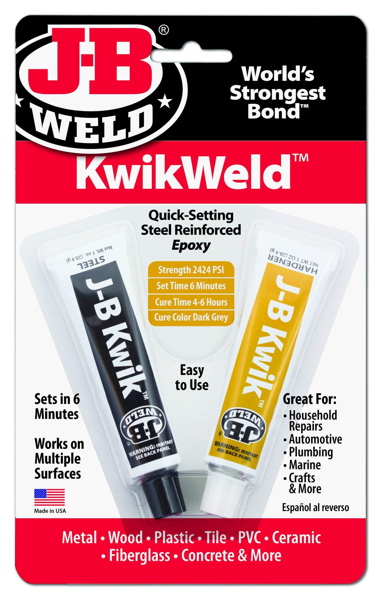 J-B Weld8276 KwikWeld Quick Setting Steel Reinforced Epoxy - 2 oz by J-B Weld
