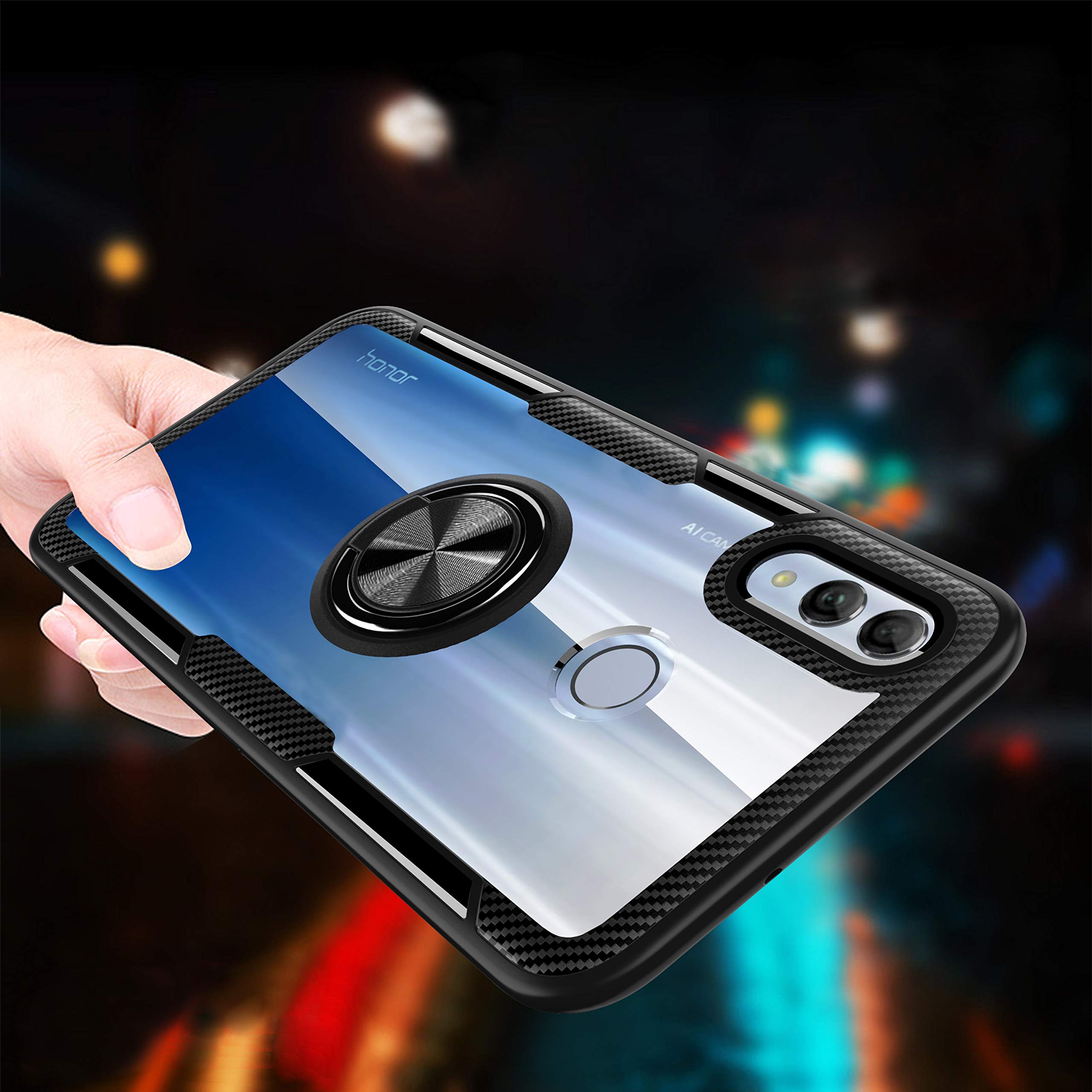 Custodia Trasparente Con Anello Magnetico Per Honor 10 Lite E Huawei P Smart 2019 - Protettiva E Pratica - copertina