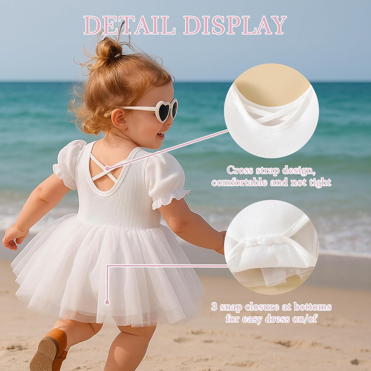 Newborn Baby Girl Romper Dress Ruffle Short Sleeve Solid Casual Tulle Dresses Baby Girl Clothes for Girls 0-24Months - Image 4