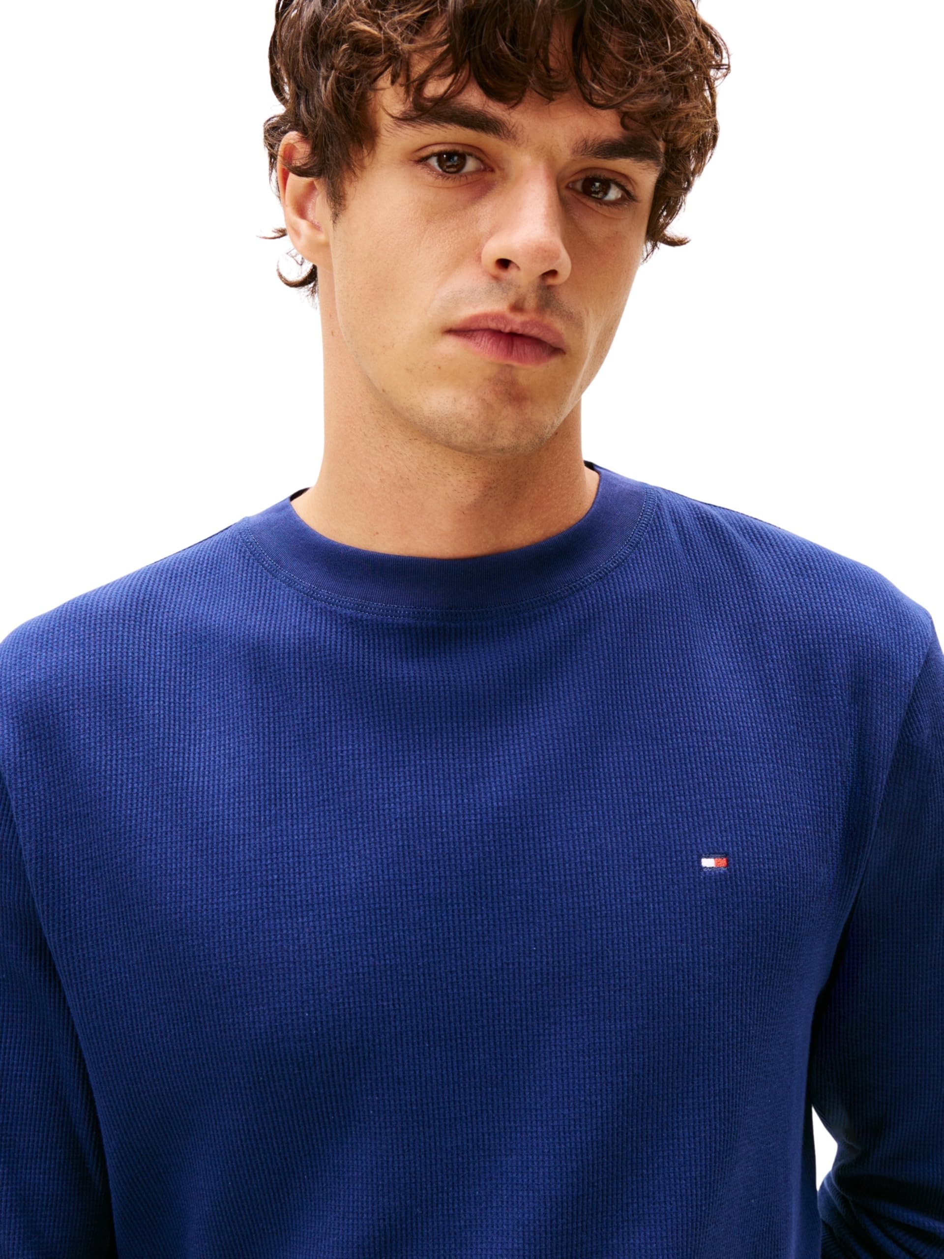 Tommy Hilfiger Sweatshirt Hombre Waffle con Cuello Redondo