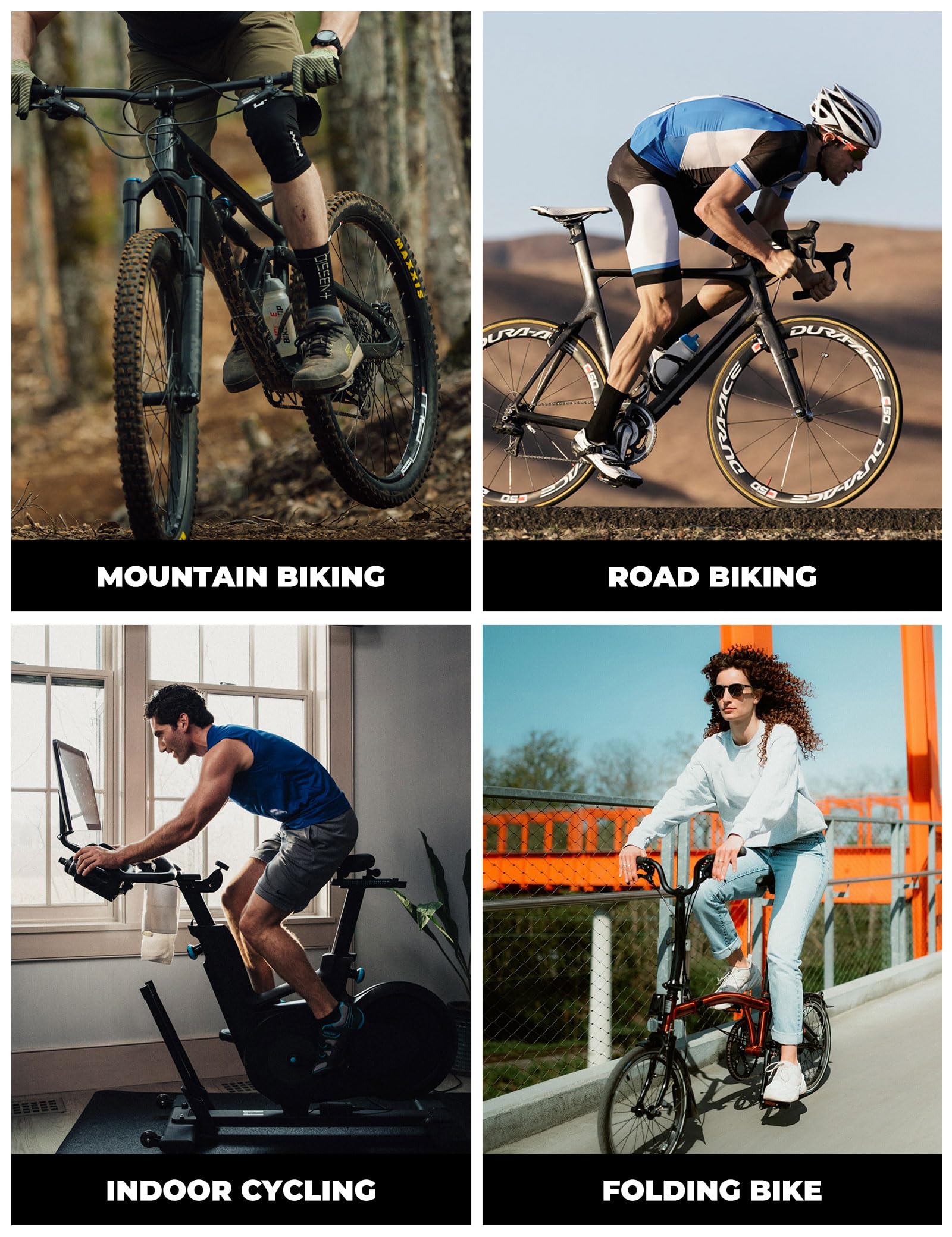ROCKBROS Salopette da Ciclismo Uomo, Pantaloni Lunghi Bici con Bretelle | con Fondello Imbottito 3D, Traspirante e Elastico, Asciugatura Rapida, per Bici da Strada MTB, Nero, M
