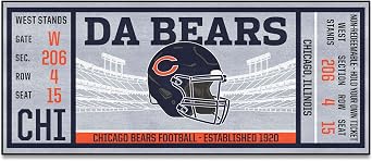FANMATS 23115 NFL - Chicago Bears Ticket Design Runner Rug - 30in. x 72in. | Sports Fan Area Rug, Home Decor Rug and Tailgating Mat