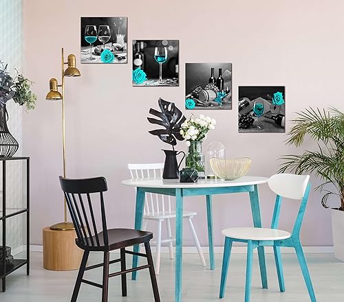 Miniatura 5 de aburaeart Arte de pared de cocina decoración de pared de vino para dormitorio mujeres imágenes de pared en blanco y negro decoraciones de arte Azul,