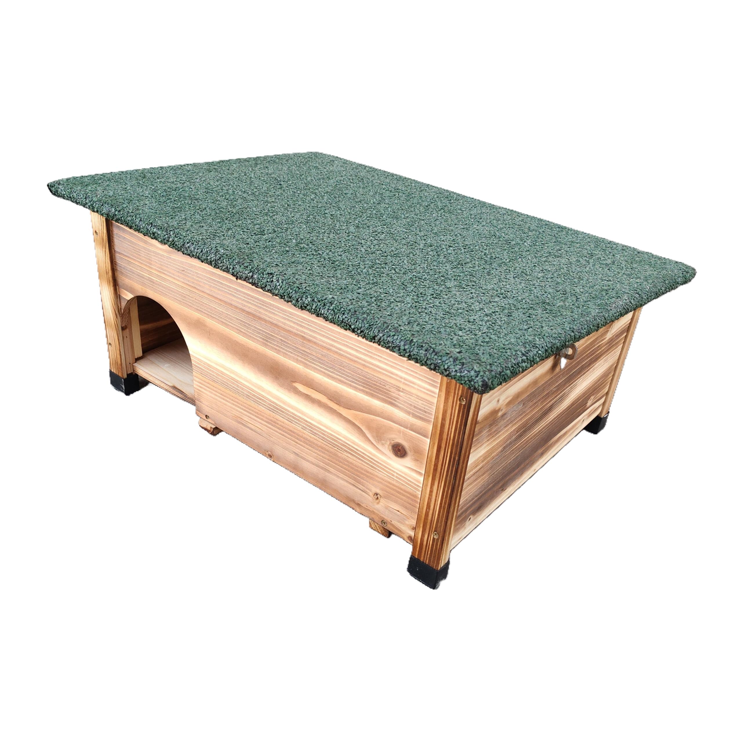 Relaxdays Hedgehog House with Floor, Maze Entrance & Weatherproof Roof, Wood, HxWxD: 25 x 57 x 44 cm, Hedgehog Nest
