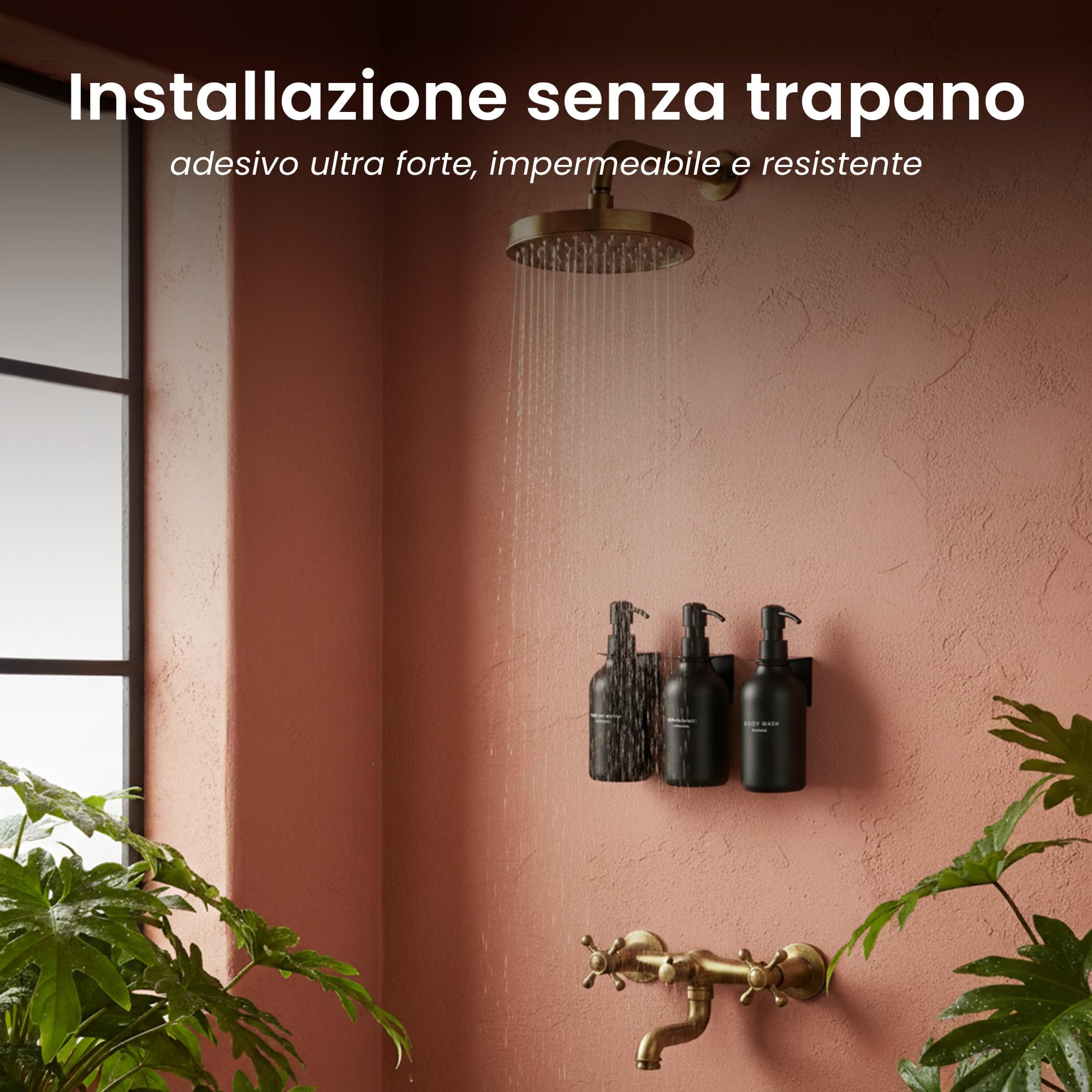 Distributore Shampoo E Balsamo A 3 Scomparti – Montaggio A Parete Senza Trapano, Pompe 4cc, Etichette Impermeabili, Per Doccia E Camper - 3