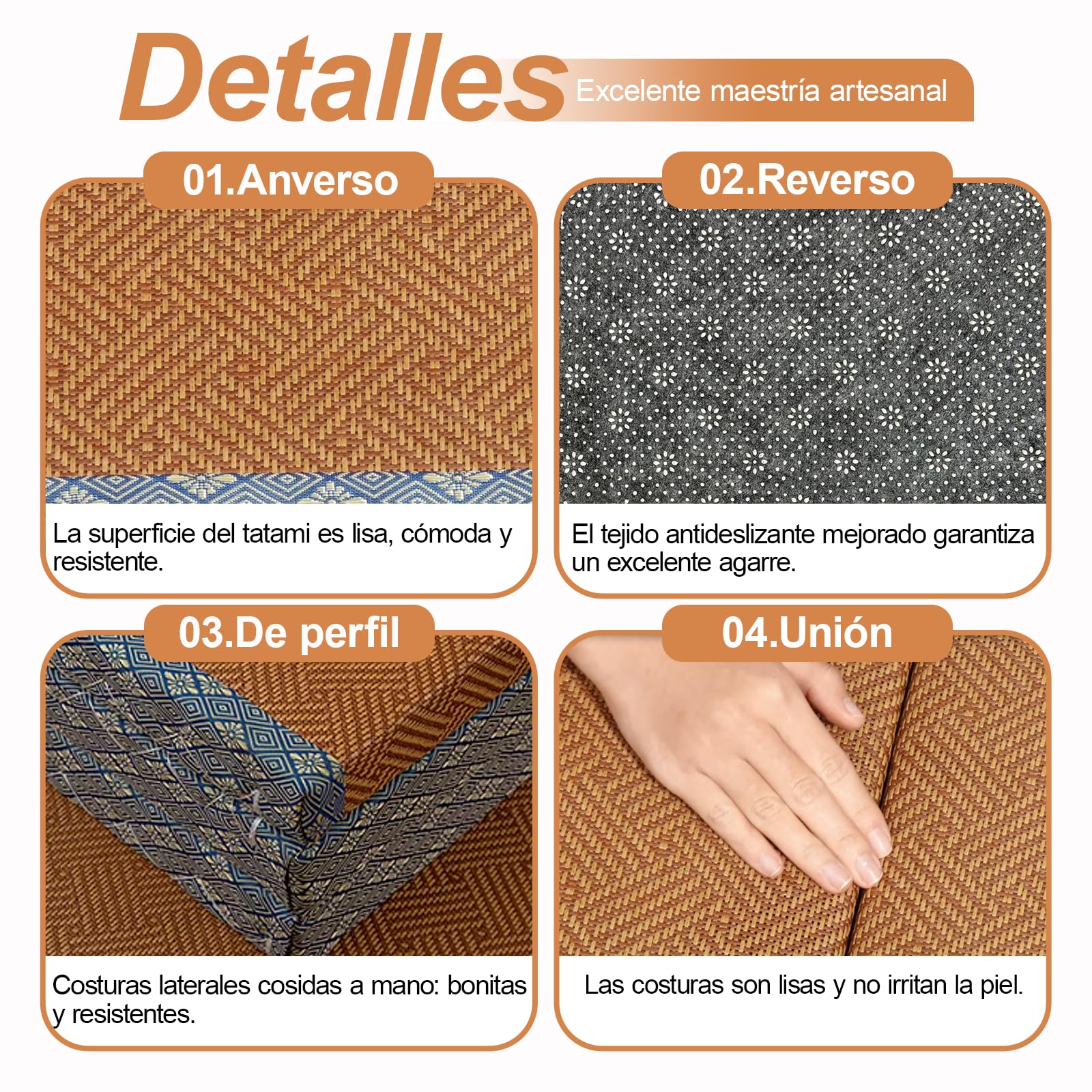 Tapete de Tatami Tradicional Japonés,Firme y Cómodo,Colchón de Tatami Japonés Tradicional Fibra de Coco,Colchón de Futón con Fibra de Coco,para Meditación,Yoga,Zen(Size: 100×200×3.5cm)