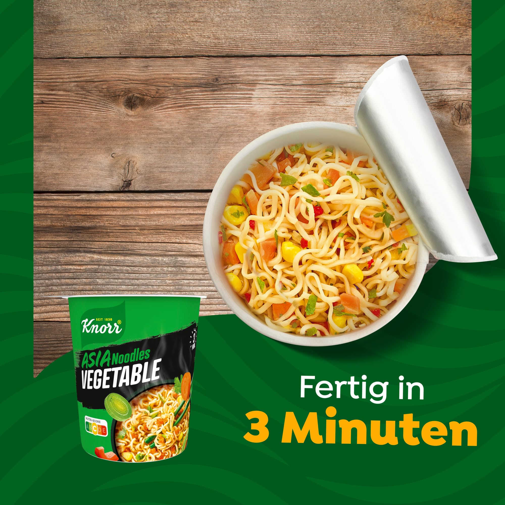 Knorr Instant Nudeln Vegetable Taste schnelles Nudelgericht fertig in nur 3 Minuten 8 x 65 g