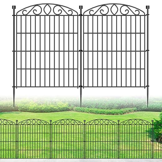 Garden Fence 12 Panel - 30in H x 23.6ft L, No Dig Rustproof Metal Tall Animal Barrier for Dogs Rabbits, Decorative Outdoor Border for Yard, Patio, and Flower Beds