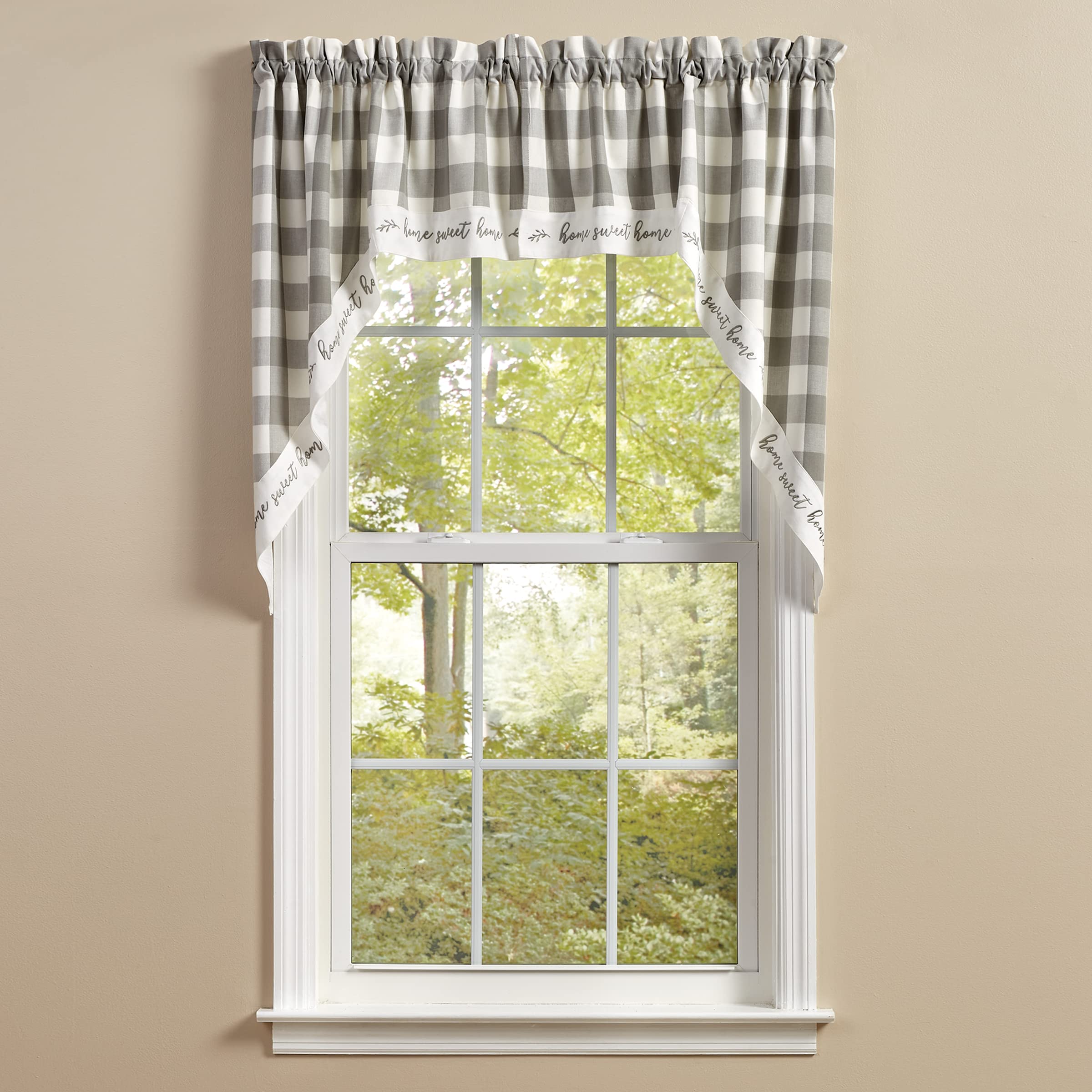 Park Designs Buffalo Check Home Lined Dove Swags 72