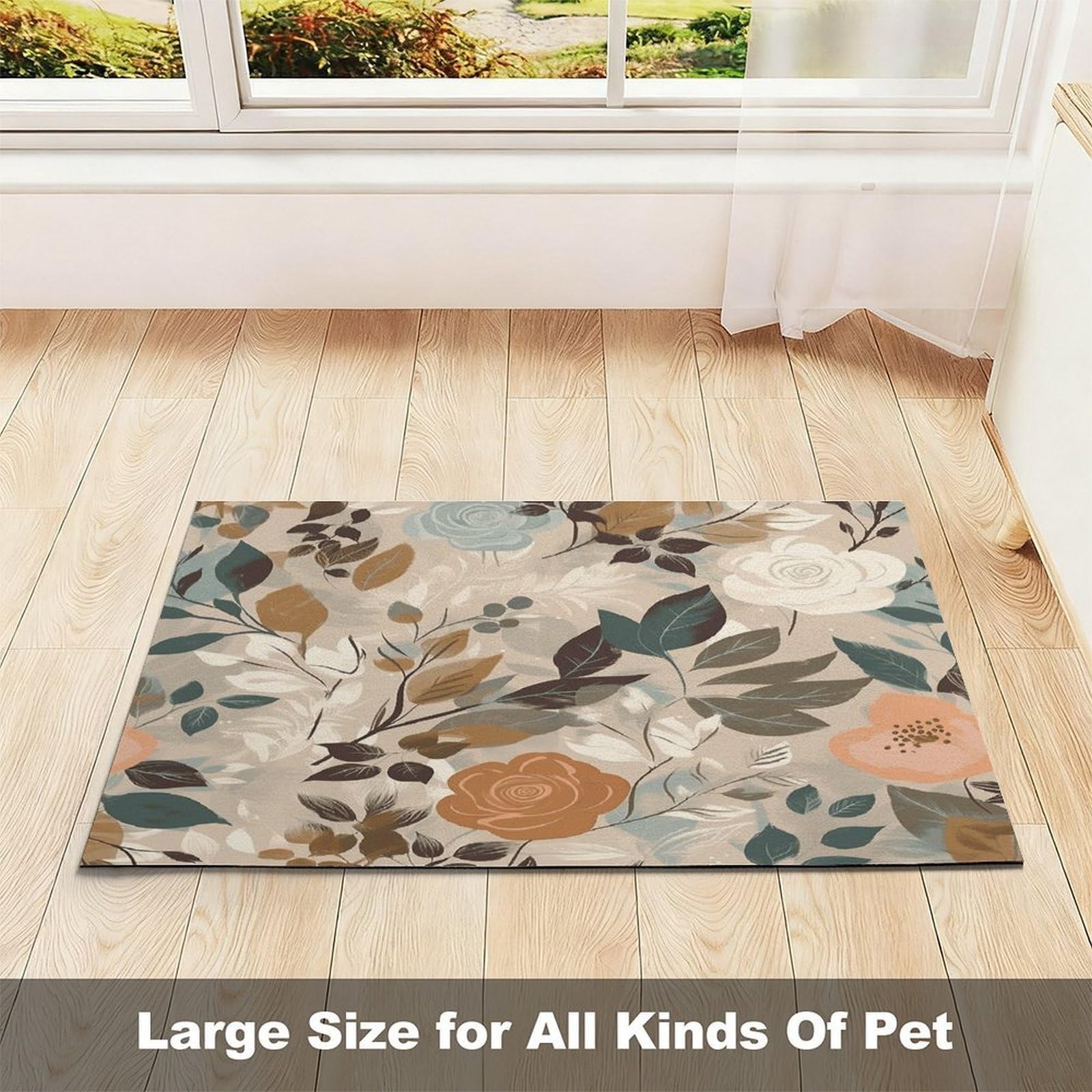 Tapis de nourriture pour chat à motif floral simple – Tapis d'alimentation antidérapant pour chien facile à nettoyer pour la nourriture et l'eau, tapis de gamelle pour chien et chat 43,2 x 76,2 cm