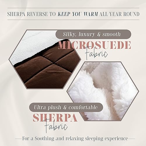 Miniatura 6 de Elegant Comfort Juego de edredón sherpa ultra afelpado de 3 piezas, color sólido y reverso esponjoso, apto para todas las estaciones, peso pesado,