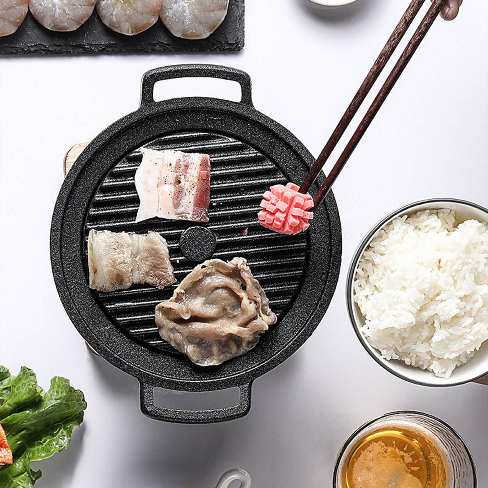 Koreanischer Barbecue-Grill, Rauchfrei, für eine Person, Mini-BBQ-Grill, Japanische Barbecue-Pfanne für zu Hause