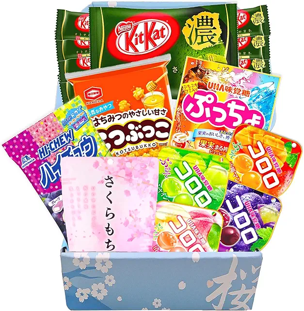 Premium Japanese Candy & Snack Bundle 9 Packs - Matcha Kit Kat, Sakura Mochi, Hi Chew, Puccho, Kororo Gummies, Cratz