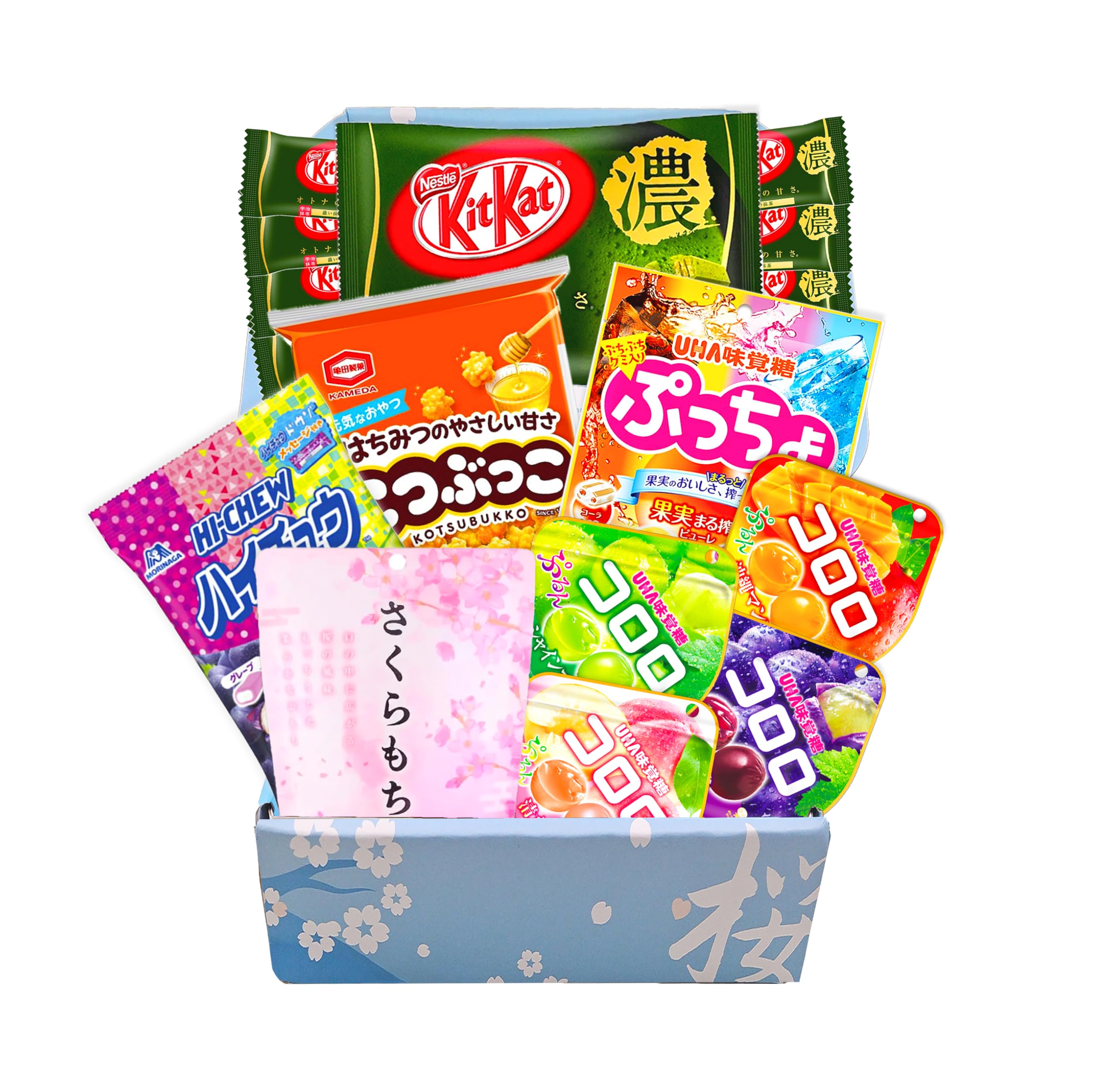 - Sakura Box Premium Japanese Candy & Snack Bundle, 9 Packs - Matcha Kit Kat, Sakura Mochi, Hi Chew Assortment, Puccho Assortment, Kororo Gummies, Kotsubukko 4 Pack