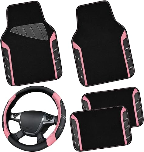 CAR PASS Funda de microfibra para volante y alfombrillas impermeables para automĂłvil, ajuste universal de cuero para el 95% de camiones, SUV, CAR PASS Funda de microfibra para volante y alfombrillas impermeables para automĂłvil, ajuste universal de cuero para el 95% de camiones, SUV,