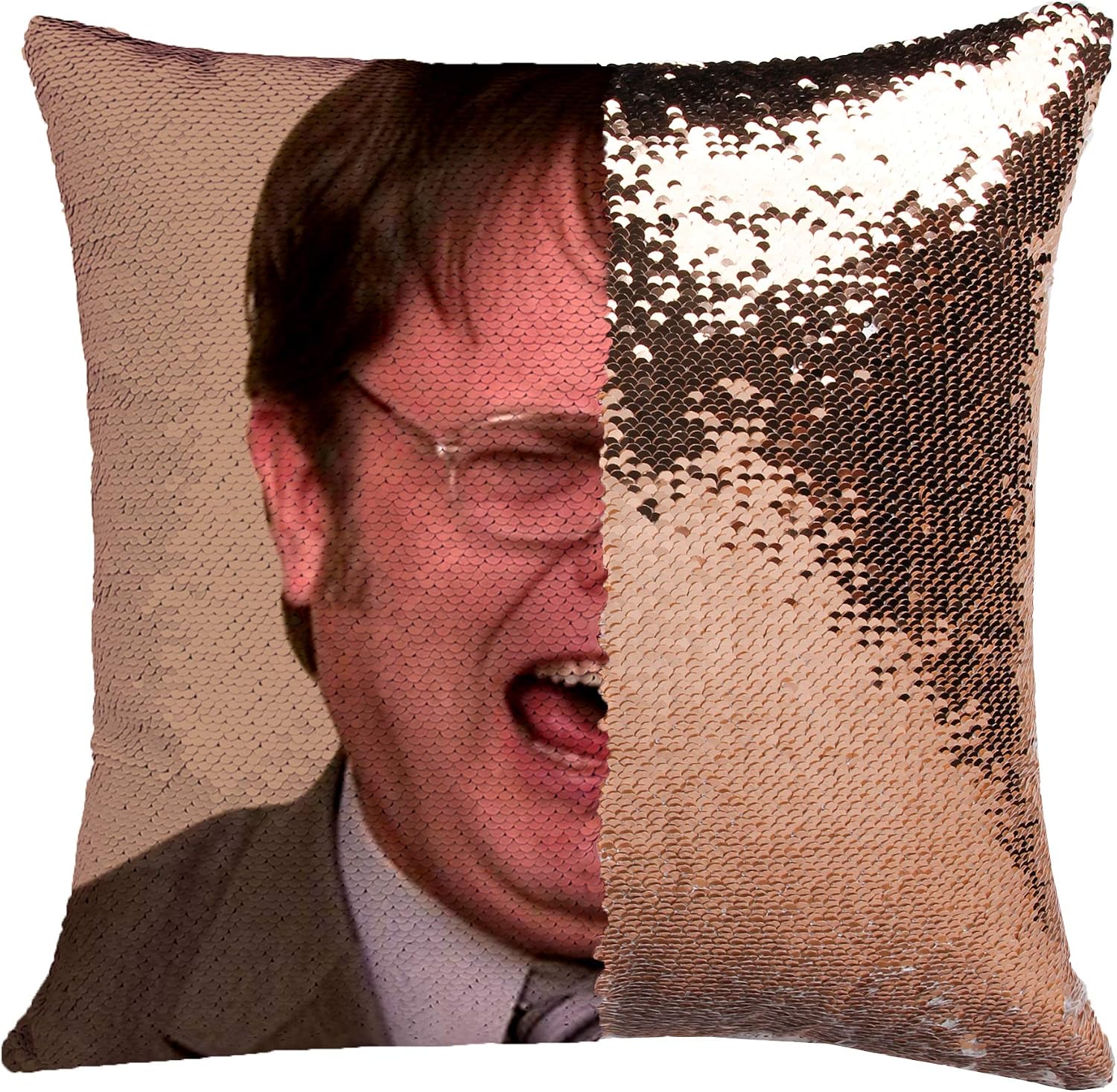 Merrycolor The Office Merch Throw Pillow Cover Magic Reversible Dwight Schrute Sequin Cushion Cover Decorative Pillowcase That Change Color (L The Office-Gold Sequins)