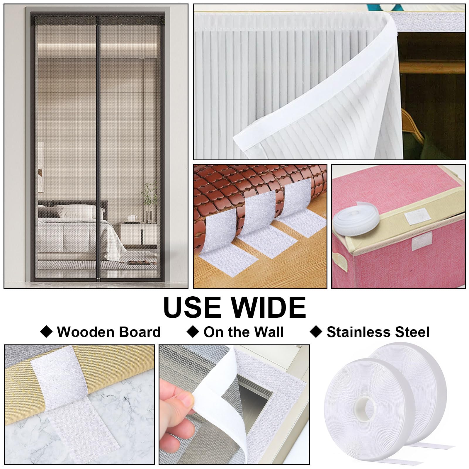 Rubans Adhésifs Extra Fort Bande Autocollant Hook Loop 30mm x 5m Blanc