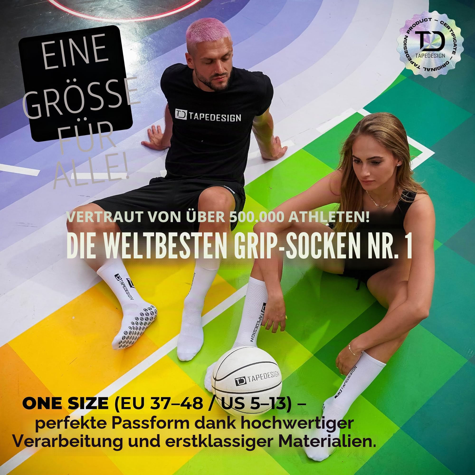 Tapedesign – Doppelpack Superlight Socks – 2 Paar ultraleichte Grip Socken für Fußball & Sport – Super dünn & elastisch – Rutschfest in Schuhen – Maximaler Halt & Komfort für Training & Wettkampf