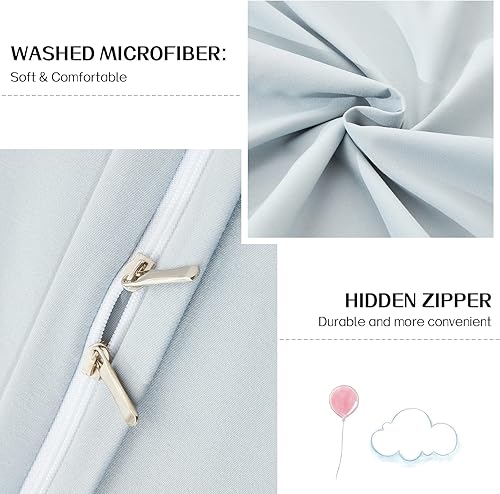 Miniatura 4 de Dreaming Wapiti Juego de funda de edredón tamaño Queen, microfibra lavada, azul aciano, tamaño Queen, color liso, suave y transpirable, con cierre