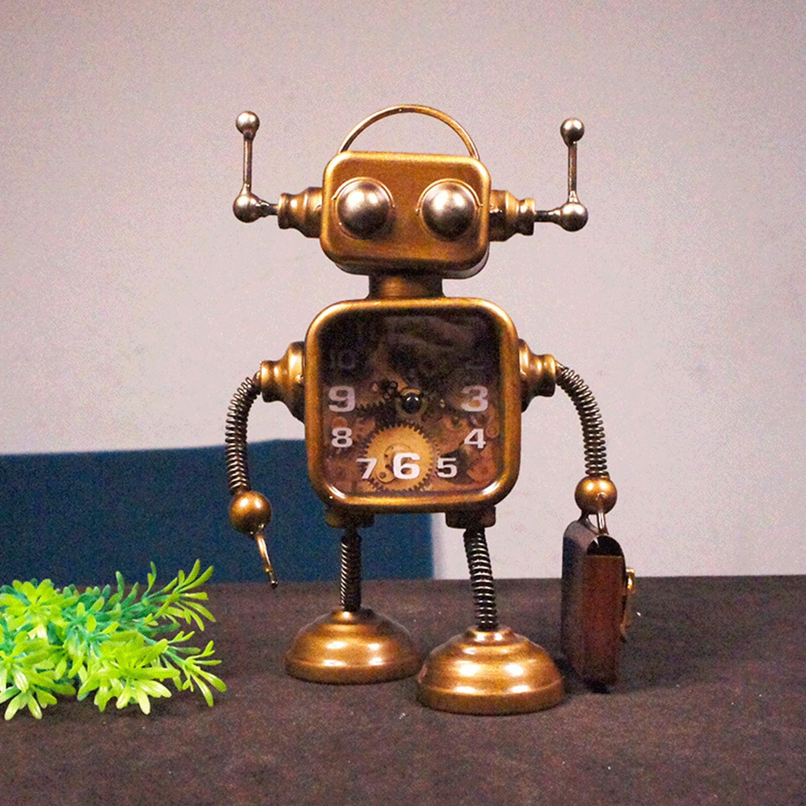 Zegar Robot, Ręcznie Wykonana Retro Dekoracja Mechaniczna Żelazo