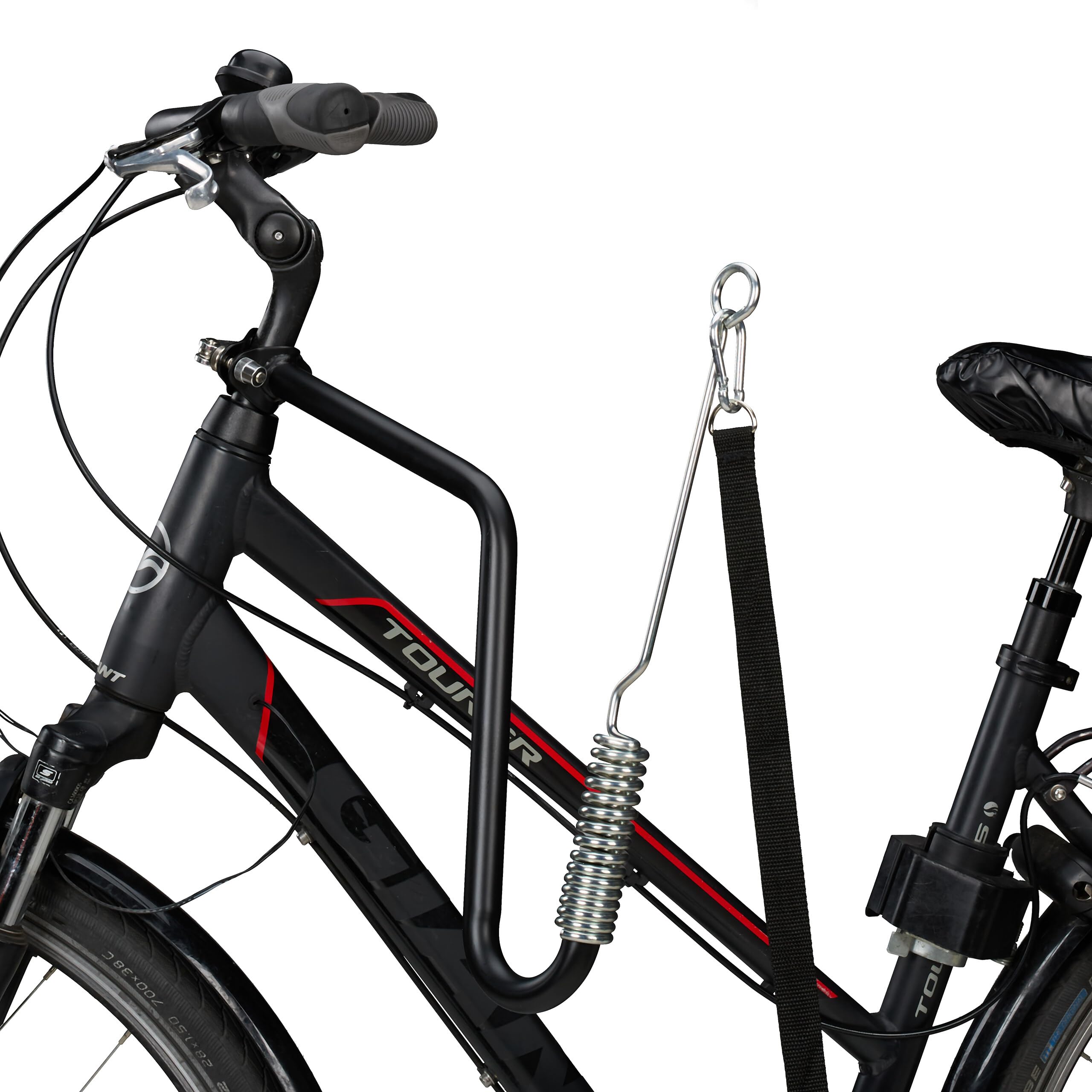 Relaxdays Fahrradleine Hund, Hundestange für Fahrrad, Hundeleine mit Abstandshalter & Feder, Hände frei, schwarz/Silber