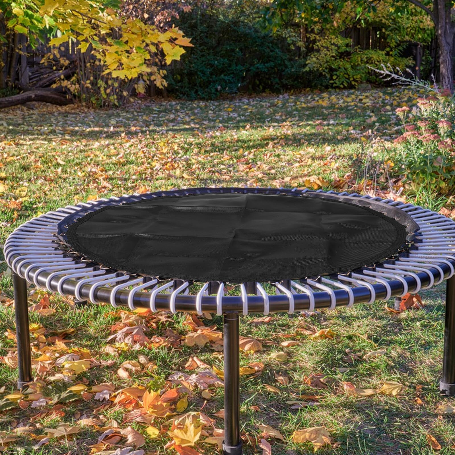 Tappeto elastico rotondo con 36 anelli a V, in tessuto a rete elastica, per attività all'aria aperta, per il fitness, il giardino, il divertimento e l'esercizio fisico, 3,5 m