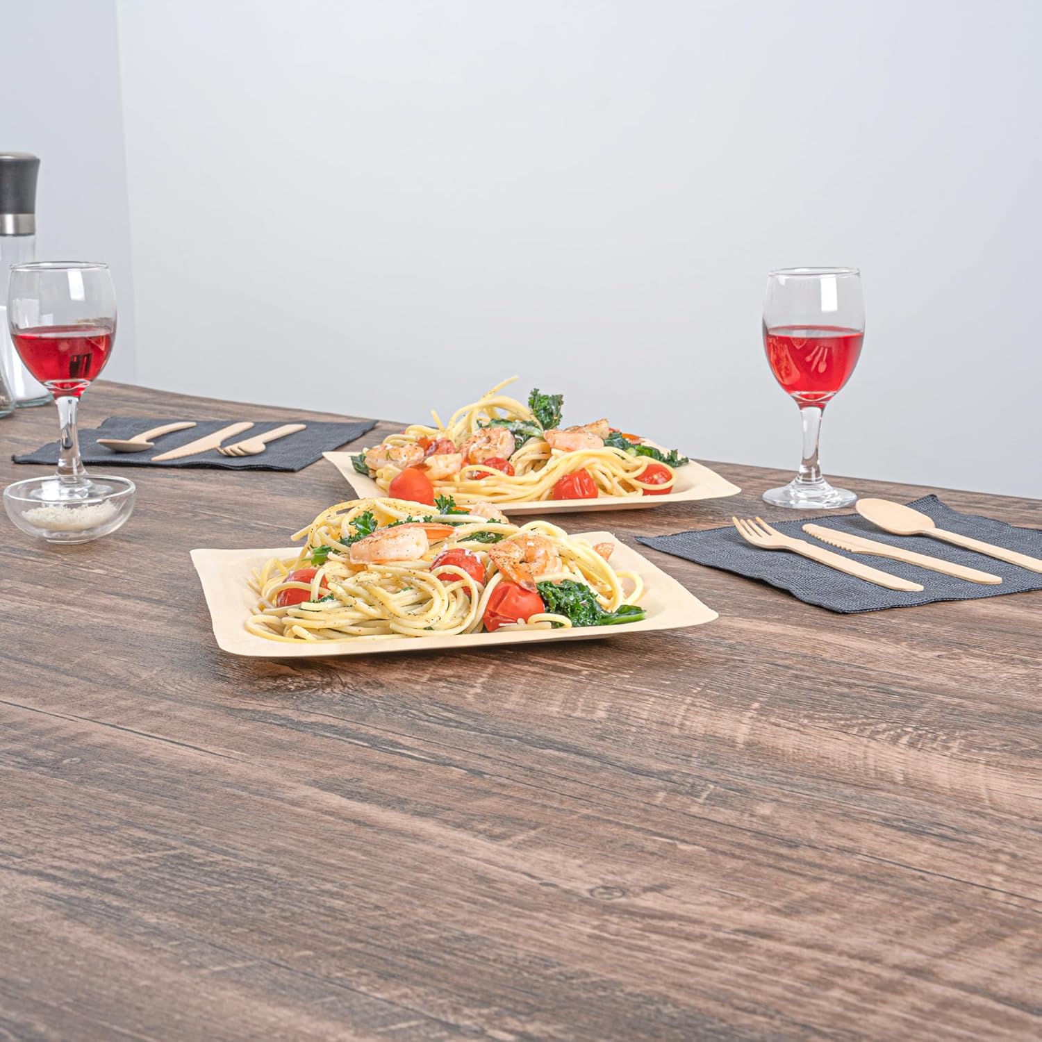 Restaurantware-Taipei 8.5 x 8.5 Inch Square Serving Plates, 50 Disposable Party Plates - Sustainable, Greaseproof, Poplar Wood Plate, Heavy-Duty, For Parties, Weddings, Camping, Picnics, And More