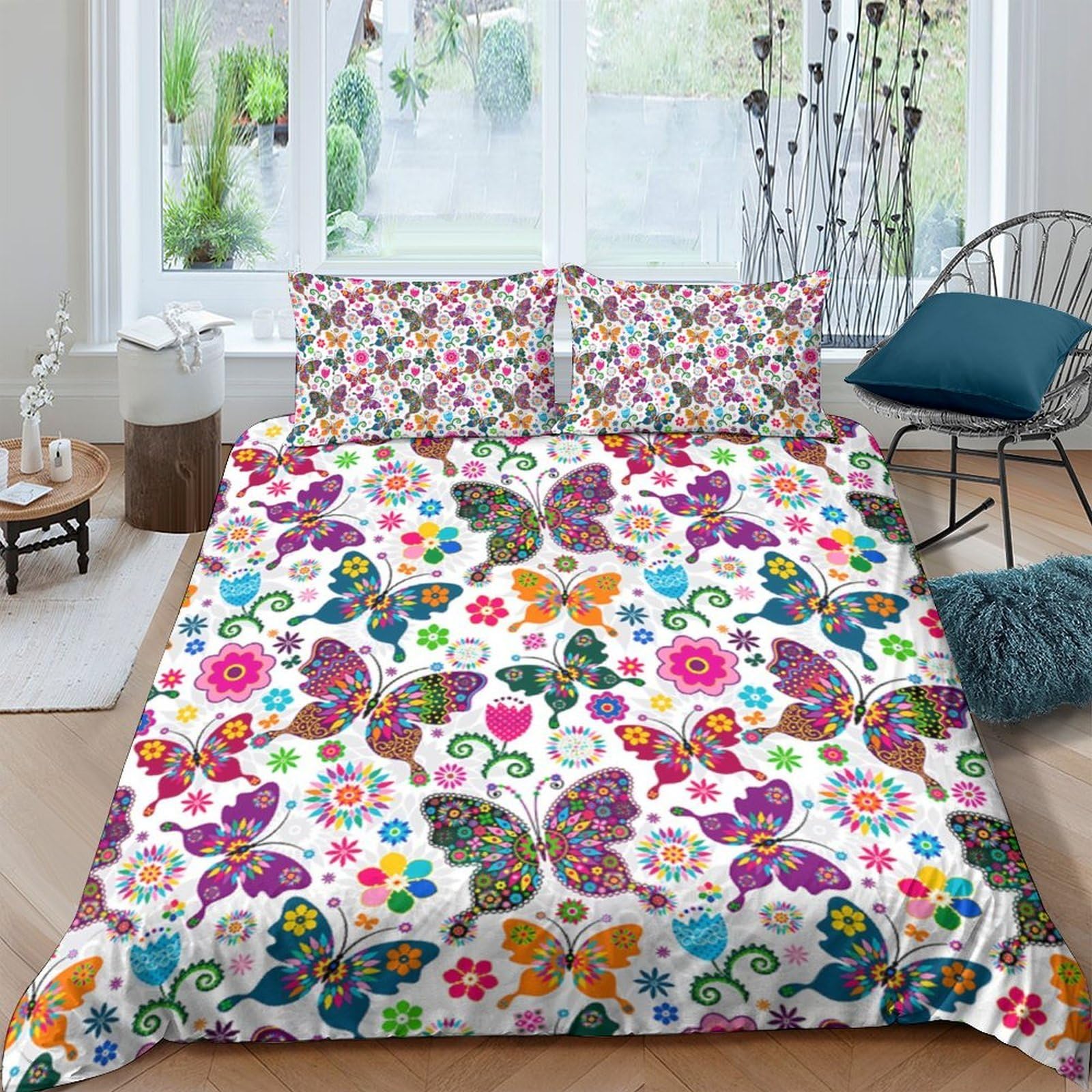 3D Printed Butterfly Quilt Cover, Microfiber Duvet Cover Hidden Zipper for