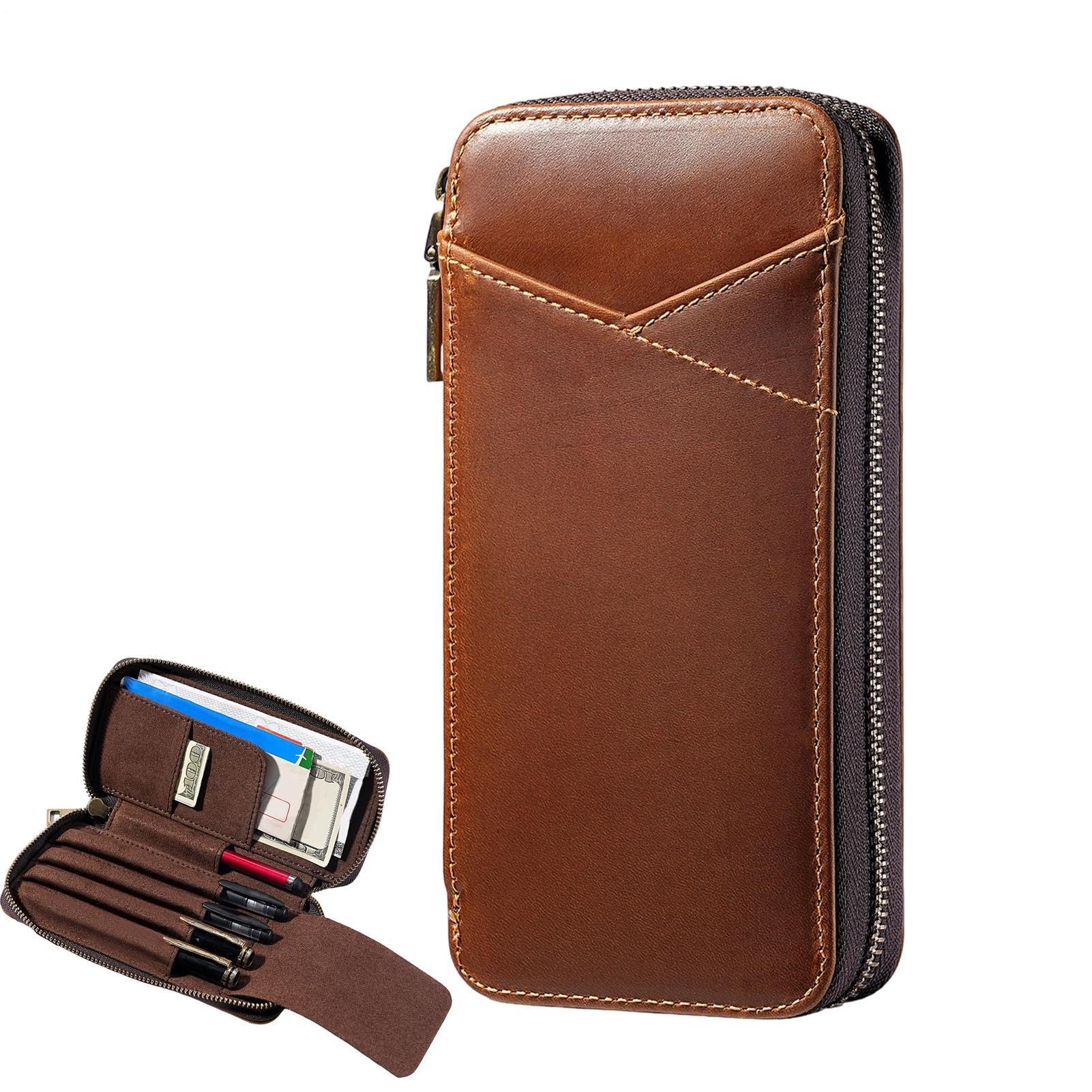 Portamatite in Pelle Vintage 5 scomparti con cerniera grande capacità | Astuccio Morbido Organizer per Penne per Bambini Adulti Pennarelli Penne Colorate Casa Viaggio Scuola Classe