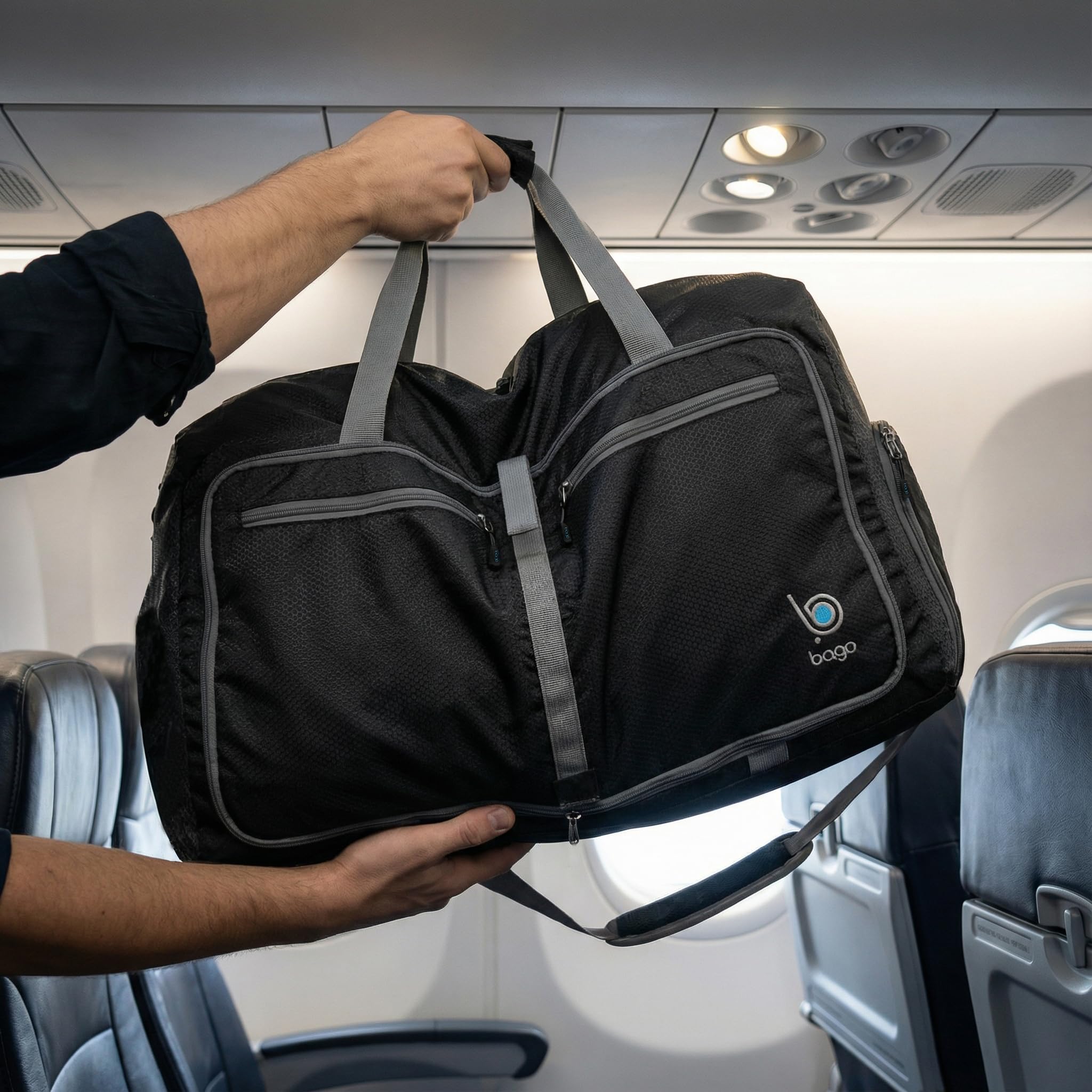 Reisetasche - diese faltbare, 53l große Reisetasche ist beständig, packbar, SUPERLEICHTE 410g mit abnehmbarem Schulterriemen - lässt sich in sich falten - am besten als Gepäck oder Sporttasche - VERMEIDEN SIE GEBÜHREN FÜR ÜBERGEPÄCK - 100% ZUFRIEDENHEITSG