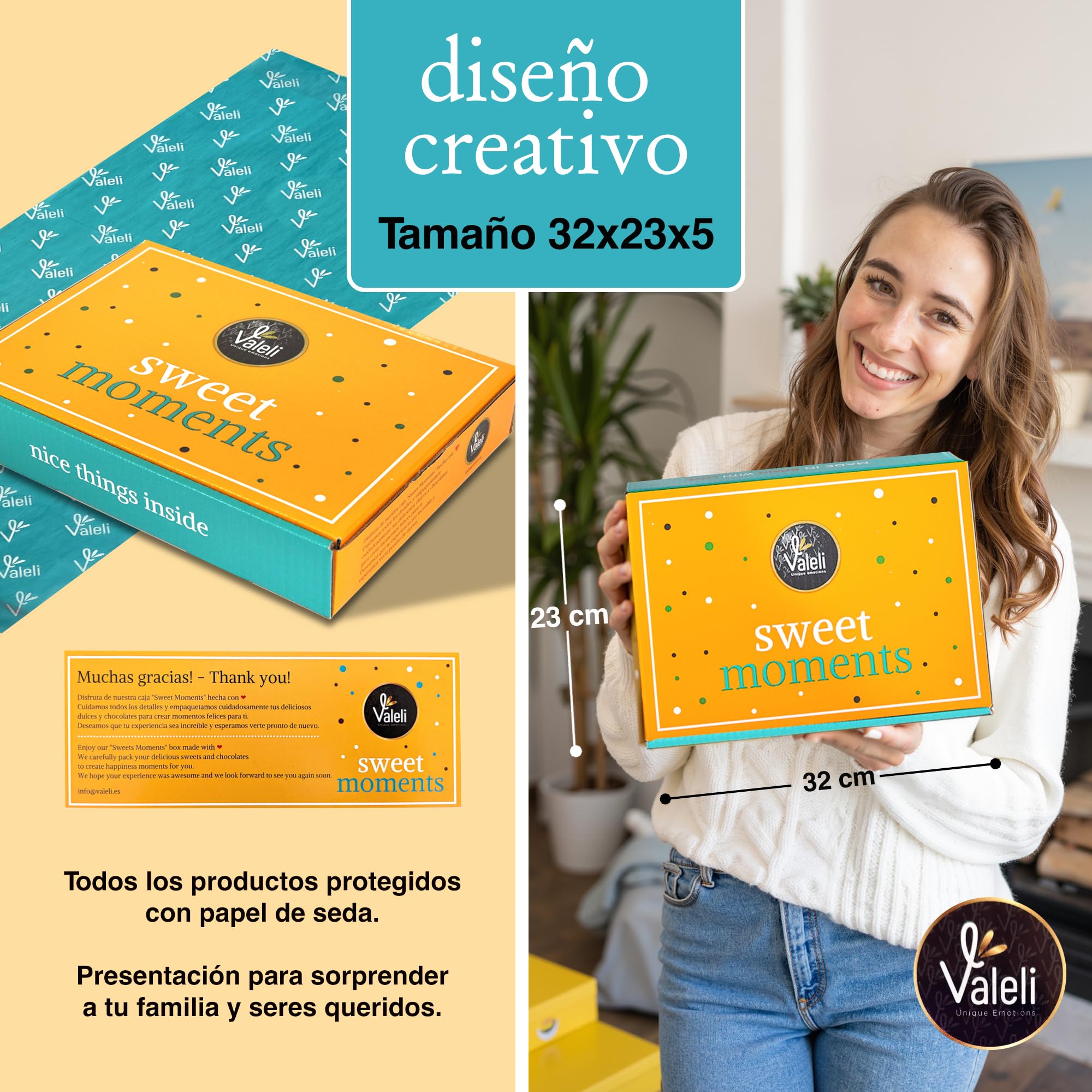 Valeli, Chocolates y Golosinas Cesta dulces y chocolatinas, Caja Regalo Original: Cumpleaños - 1 kg paquetes, bolsas
